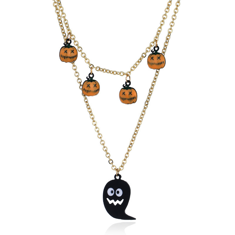 Fashion Yellow+gold Color Pumpkin Pendant Decorated Long Necklace,Multi Strand Necklaces
