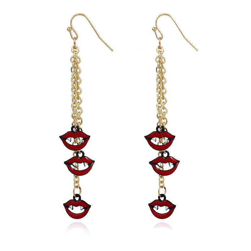 Fashion Red Lips Pendant Decorated Tassel Earrings,Drop Earrings