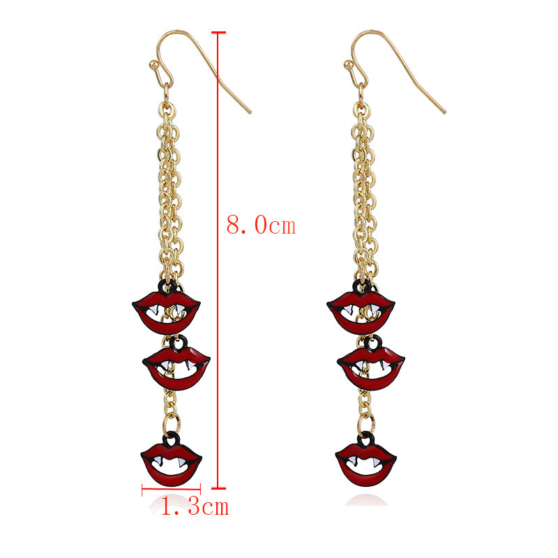 Fashion Red Lips Pendant Decorated Tassel Earrings,Drop Earrings