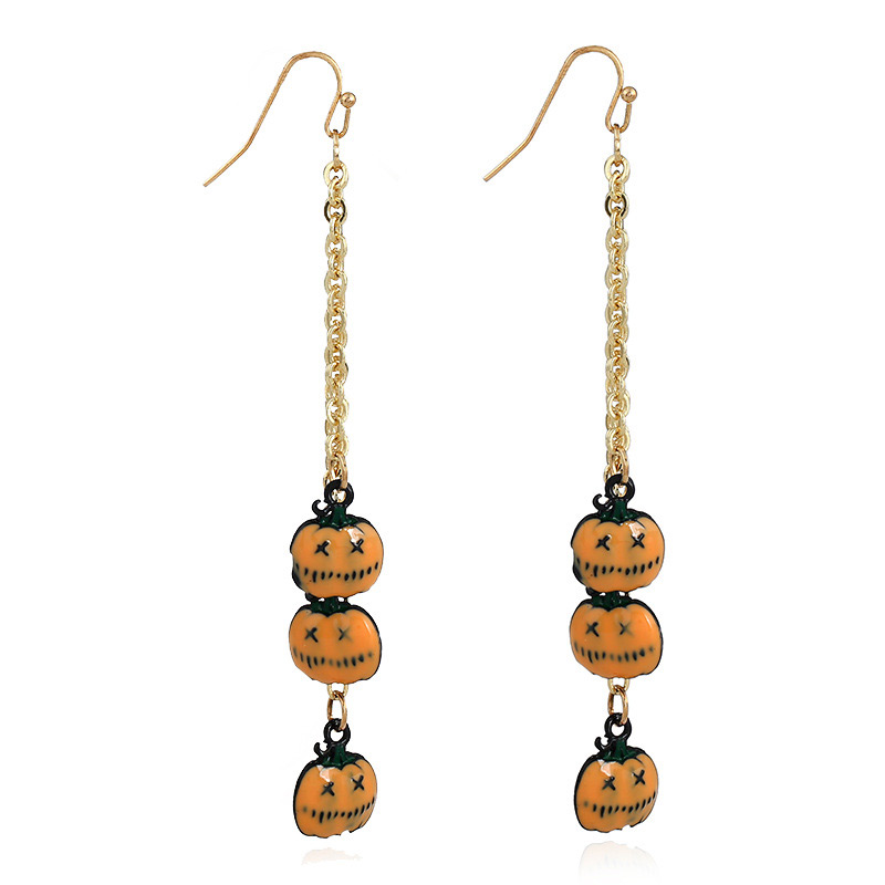 Fashion Yellow Pumpkin Pendant Decorated Long Earrings,Drop Earrings