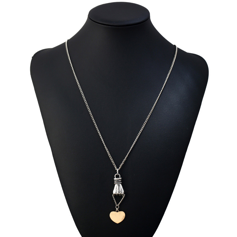 Fashion Silver Color Heart Shape Decorated Pure Color Necklace,Pendants