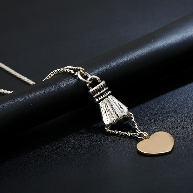 Fashion Silver Color Key&heart Shape Decorated Necklace(2pcs),Pendants