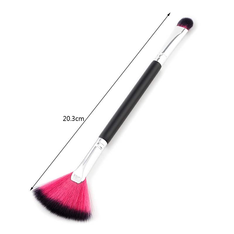 Trendy Black+plum Red Sector Shape Decorated Makeup Brush(1pc),Beauty tools