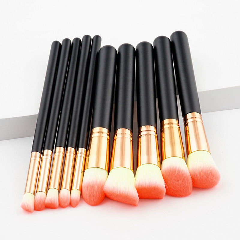 Trendy Orange+white Color Matching Decorated Makeup Brush(10pc),Beauty tools