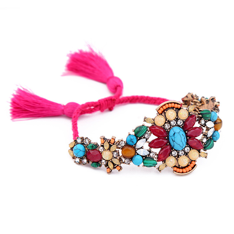 Vintage Multi-color Geometric Shape Diamond Decorated Bracelet,Fashion Bracelets