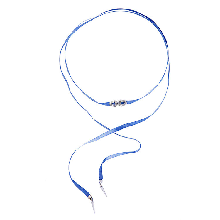Fashion Blue Rivets Pendant Decorated Choker,Multi Strand Necklaces