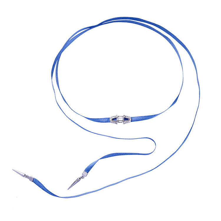 Fashion Blue Rivets Pendant Decorated Choker,Multi Strand Necklaces
