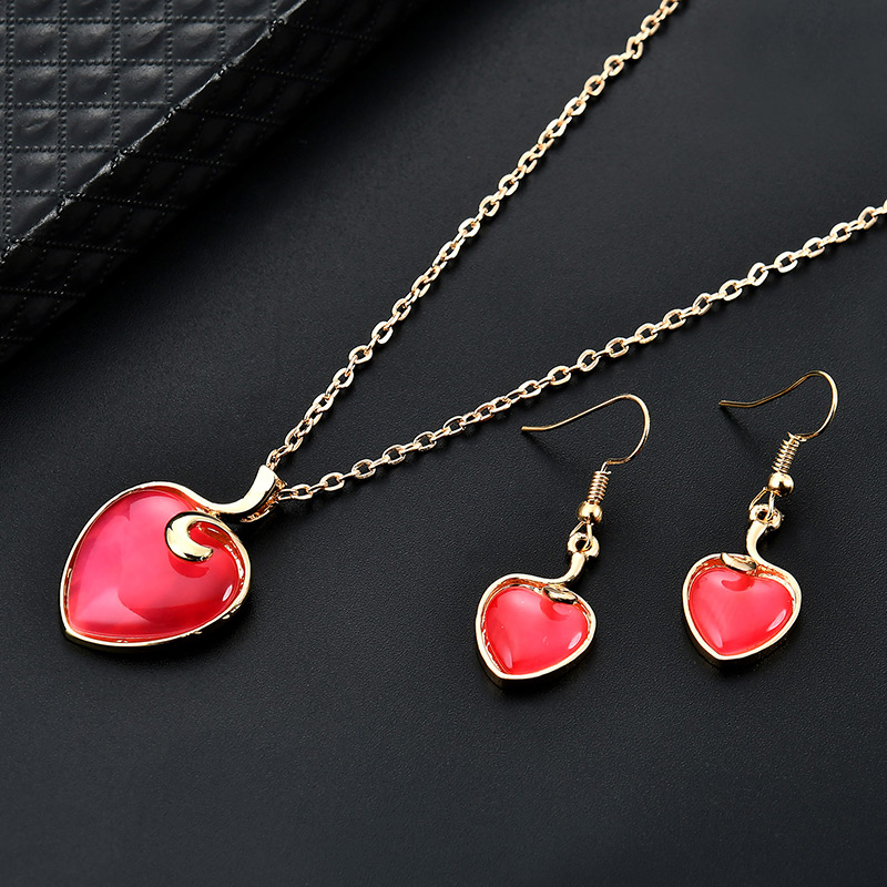 Fashion Plum Red Heart Shape Design Pure Color Jewelry Sets,Jewelry Sets