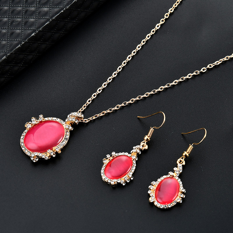 Fashion Plum Red Oval Shape Design Pure Color Jewelry Sets,Jewelry Sets