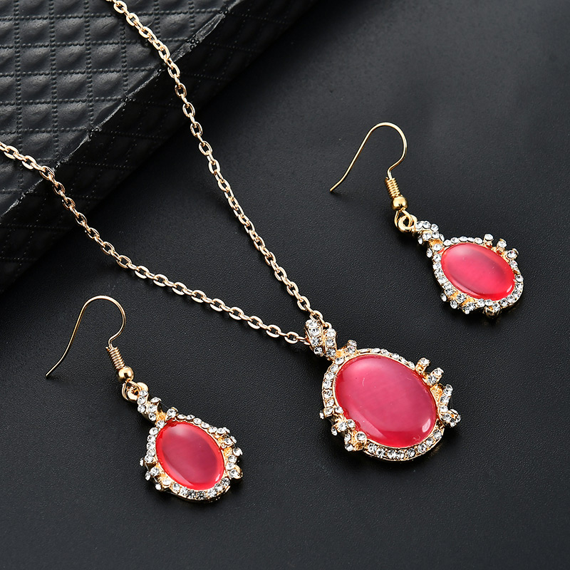 Fashion Plum Red Oval Shape Design Pure Color Jewelry Sets,Jewelry Sets