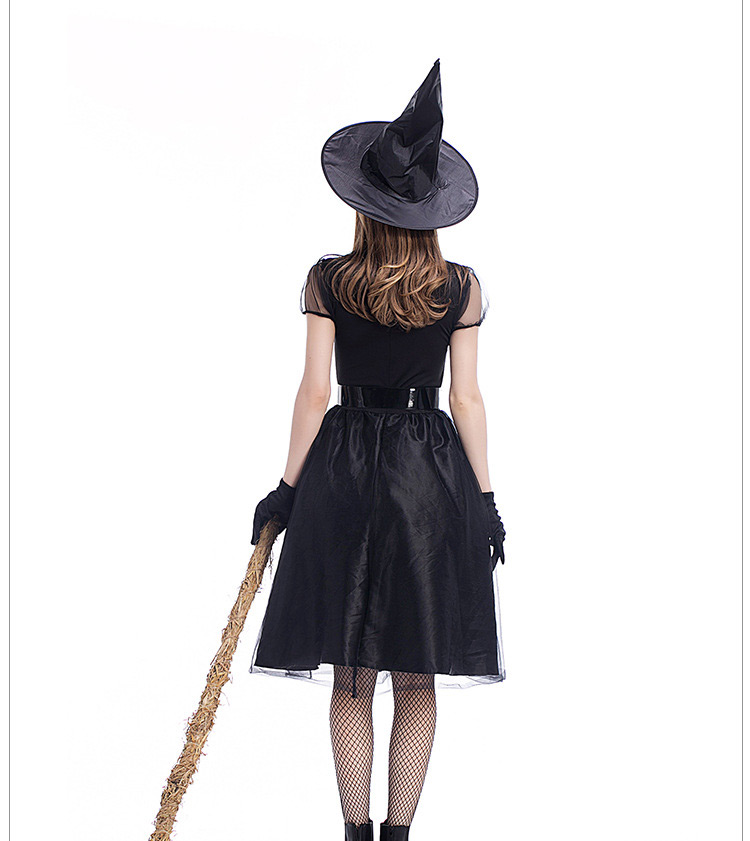 Fashion Black Pure Color Decorated Cosplay Costume（with  Hat ， dress， belt， gloves）,Festival & Party Supplies