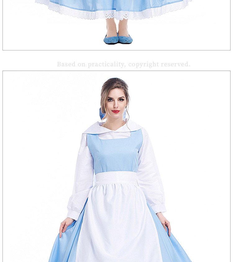 Fashion White+light Blue Pure Color Decorated Cosplay Costume (2 Pcs Headdress + Skirt),Festival & Party Supplies