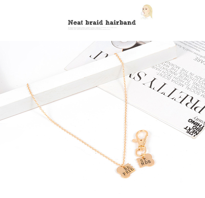 Fashion Gold Color Letter Pattern Decorated Necklace&keychain (2 Pcs ),Pendants