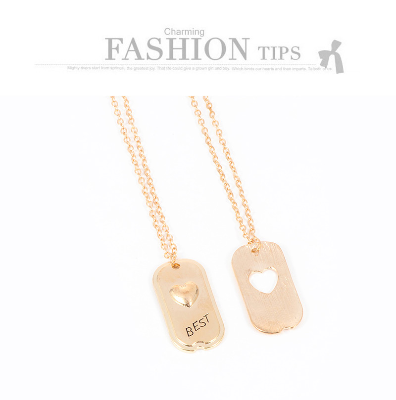 Fashion Gold Color Heart Shape Decorated Necklace ( 2 Pcs ),Pendants