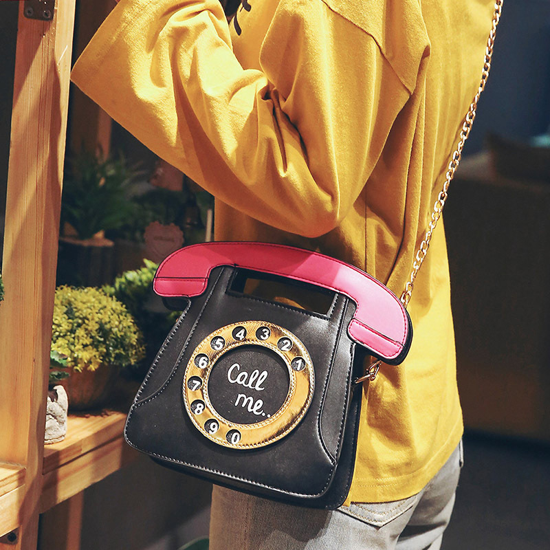 Trendy Beige Telephone Shape Design Shoulder Bag,Shoulder bags
