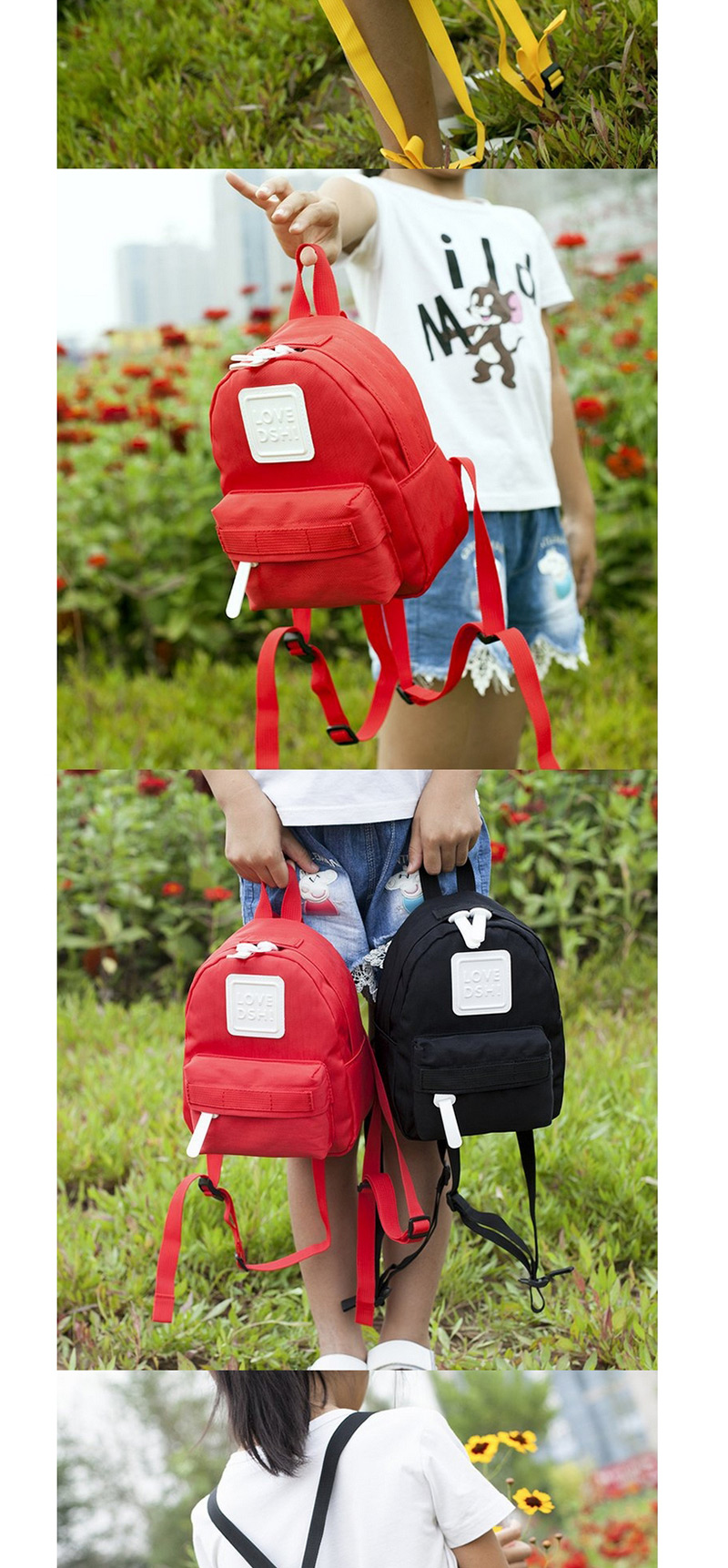 Lovely Red Pure Color Decorated Children Backpack,Backpack