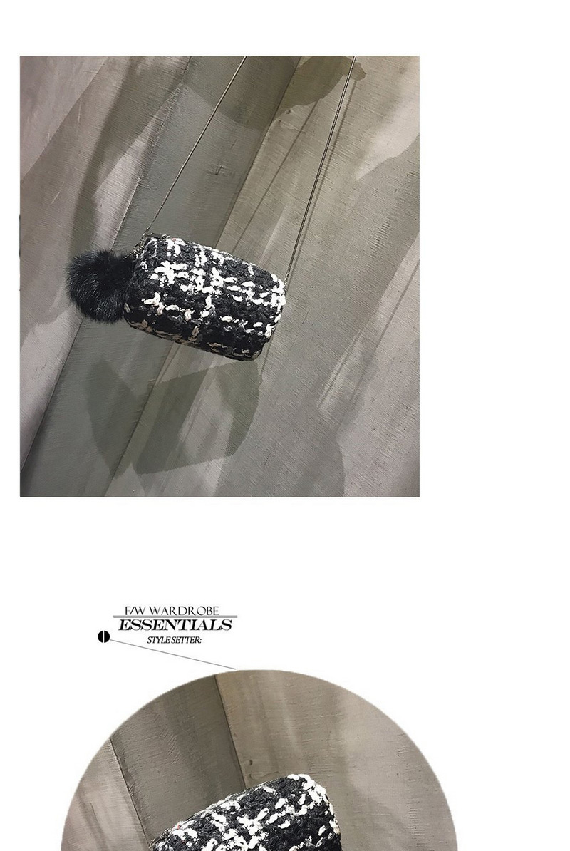 Lovely White+black Color Matching Decorated Cylindrical Shape Bag,Shoulder bags