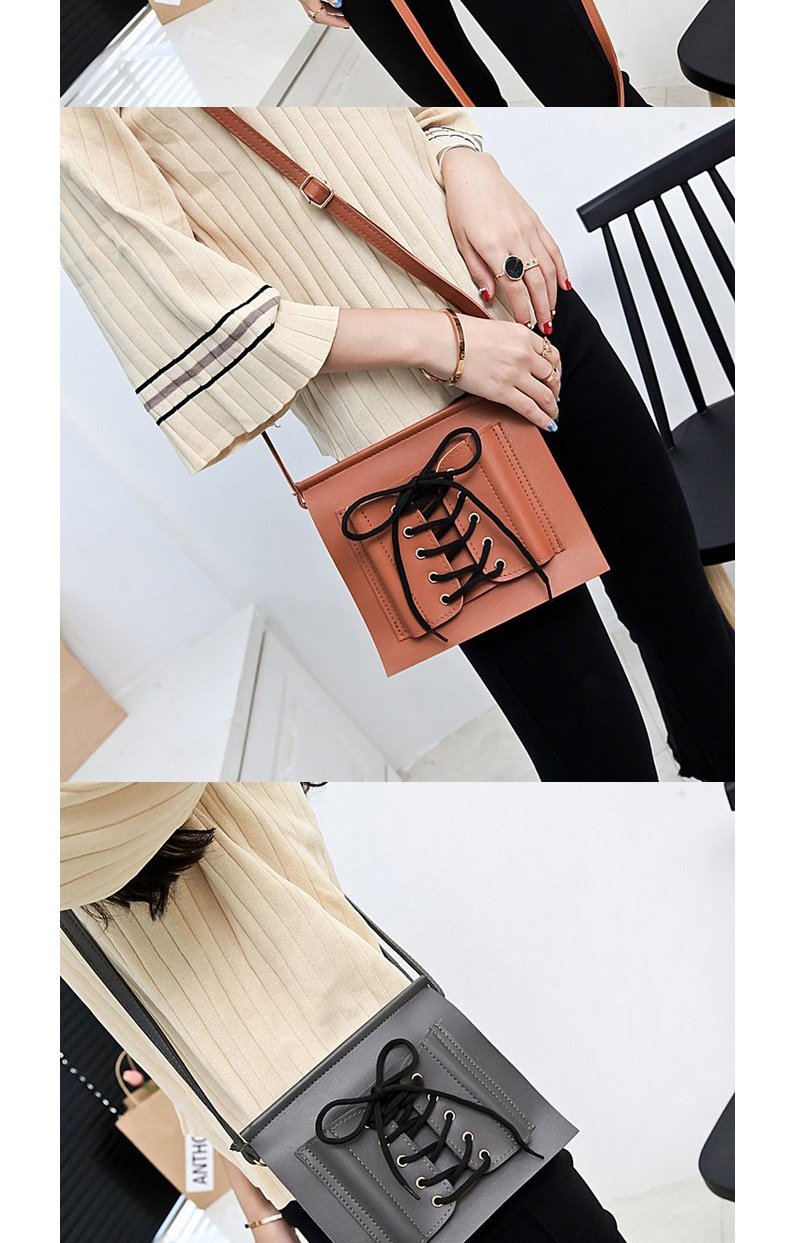 Fashion Brown Bandage Design Pure Color Mobile Phone Bag,Shoulder bags