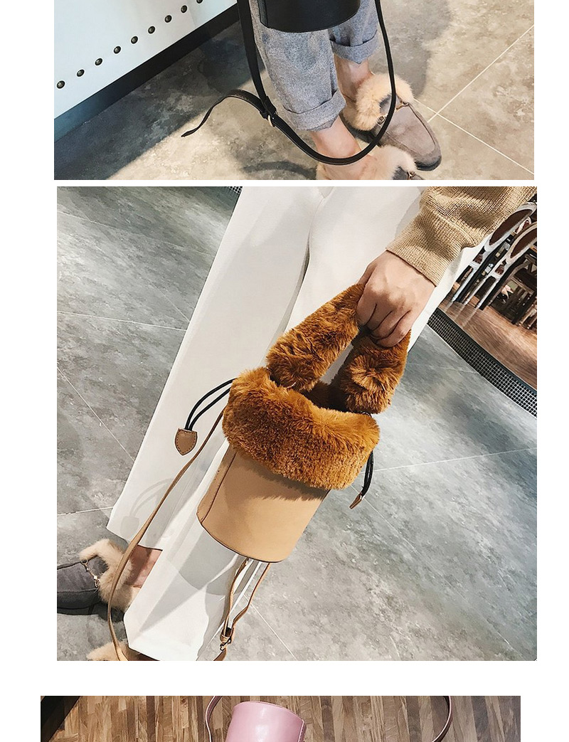 Fashion Brown Bucket Shape Decorated Shoulder Bag,Handbags
