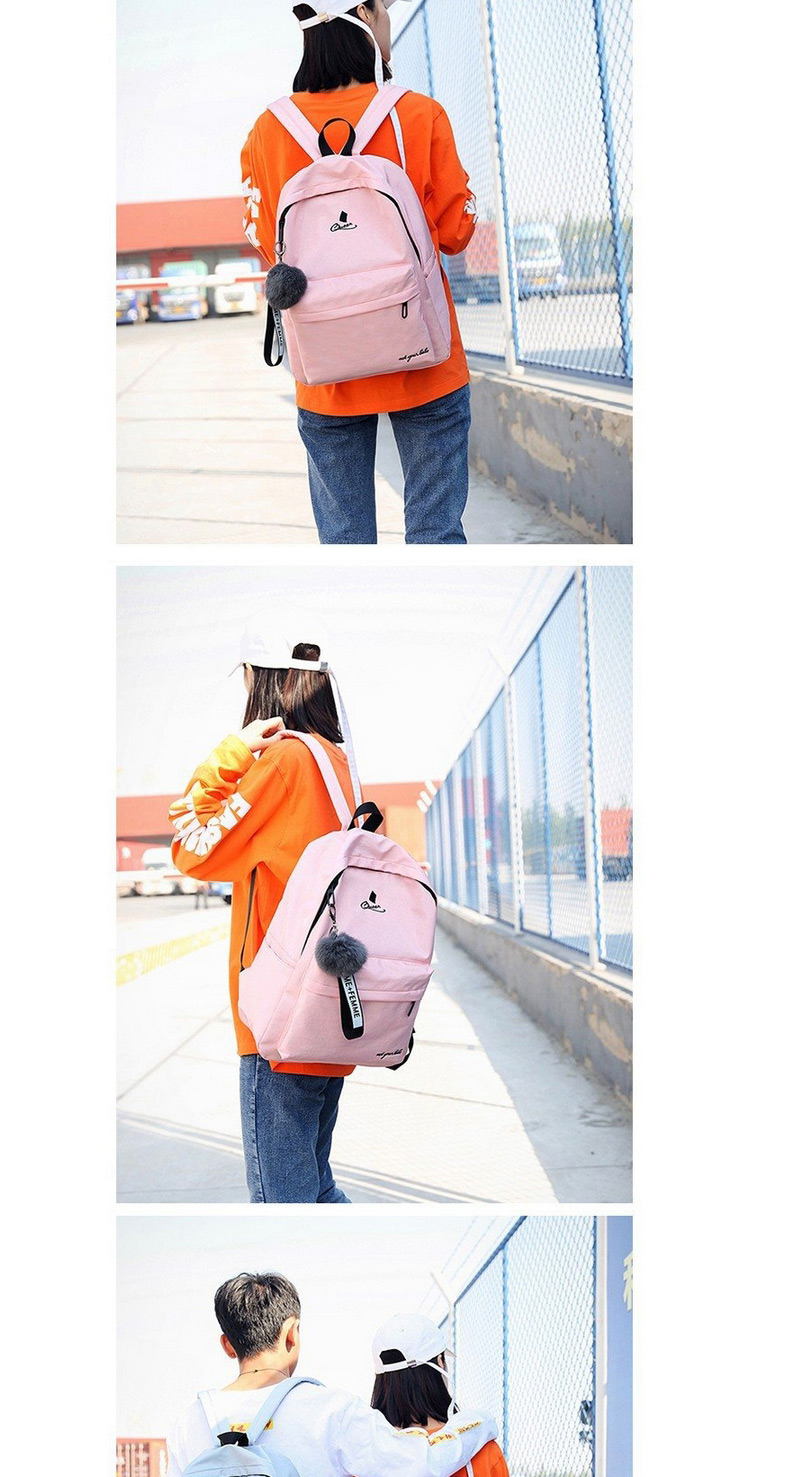 Fashion Pink Fuzzy Ball Decorated Simple Backpack,Backpack