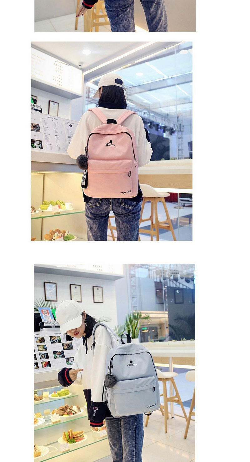 Fashion Pink Fuzzy Ball Decorated Simple Backpack,Backpack