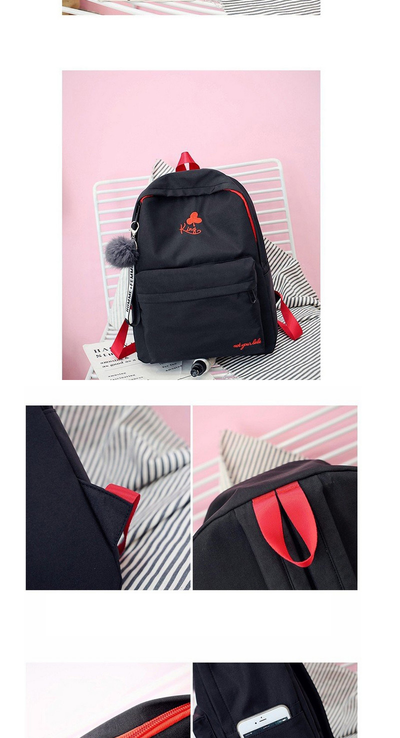 Fashion Black Fuzzy Ball Decorated Simple Backpack,Backpack