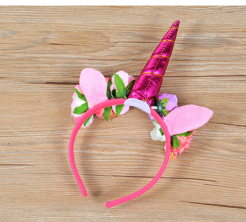 Trendy Pink Unicorn&flower Decorated Hair Hoop,Head Band