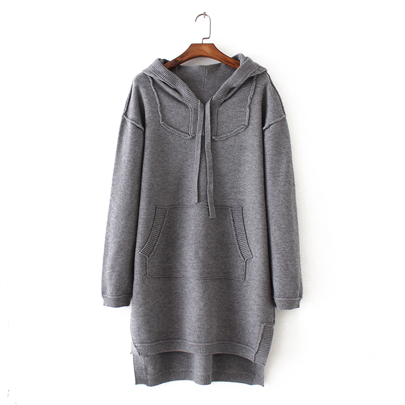 Fashion Black Pure Color Decorated Long Sleeve Hoodie,Sweater