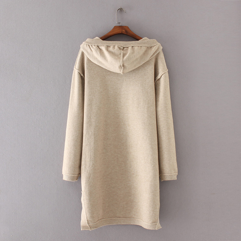 Fashion Gray Pure Color Decorated Long Sleeve Hoodie,Sweater