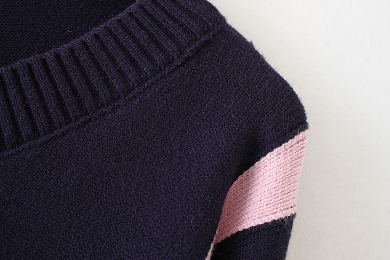 Fashion White Stripe Pattern Decorated Hole Design Sweater,Sweater