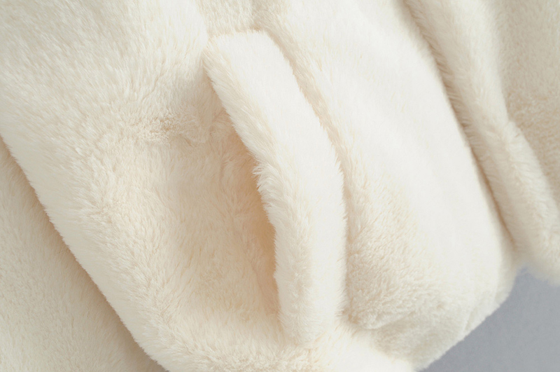 Fashion White Pure Color Decorated Long Sleeve Coat,Coat-Jacket