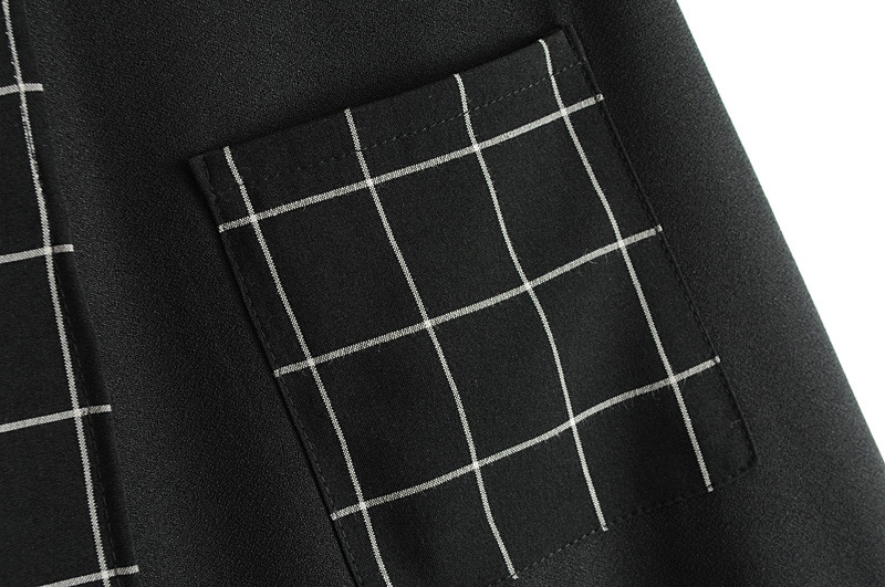 Fashion Black Grid Pattern Decorated Patchwork Skirt,Skirts