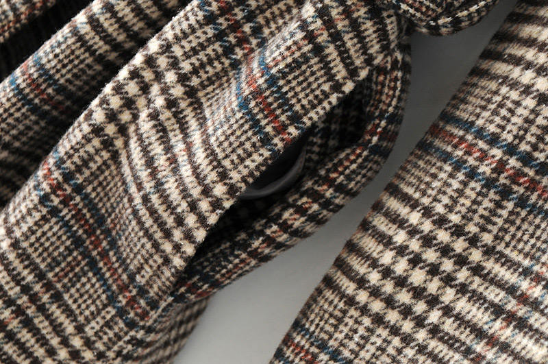 Fashion Khaki Stripe Pattern Decorated Long Sleeve Overcoat,Coat-Jacket