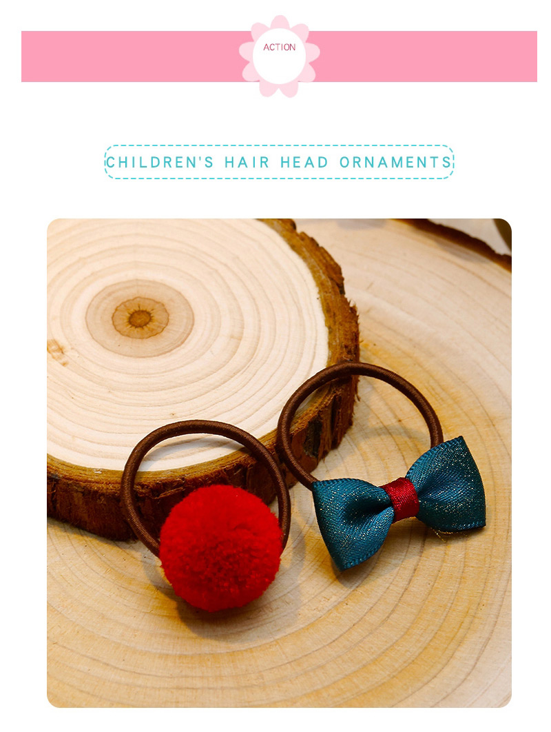 Lovely Navy+claret Red Bowknot&fuzzy Ball Decorated Hair Band(2pcs),Kids Accessories