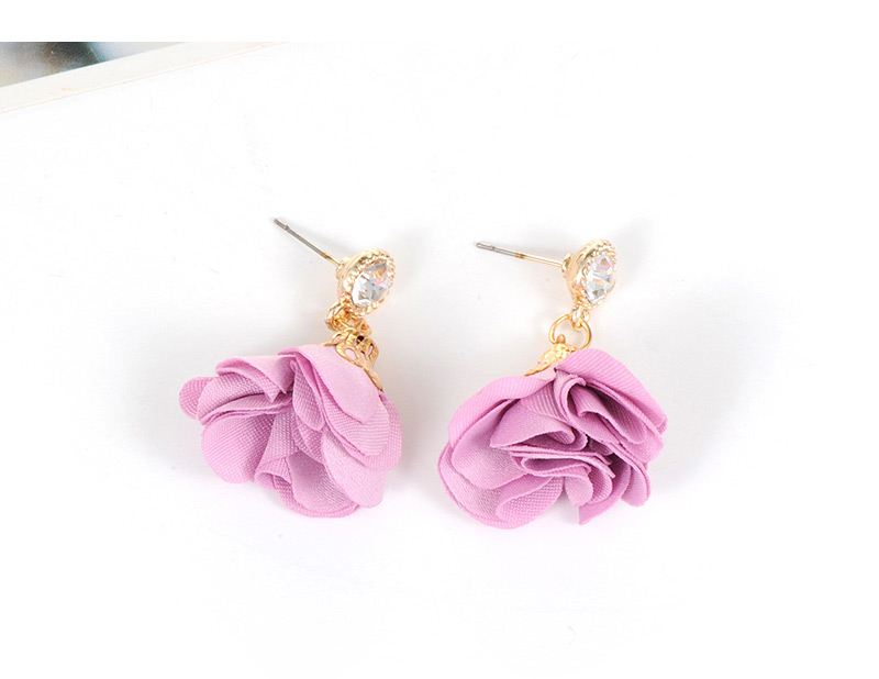 Fashion Purple Flower Decorated Simple Earrings,Drop Earrings