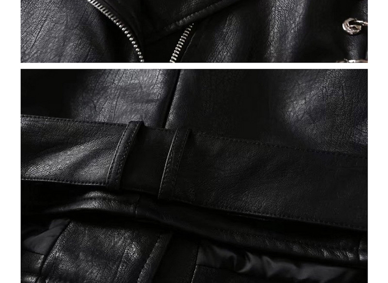 Trendy Black Rivet Decorated Pure Color Punk Coat,Coat-Jacket