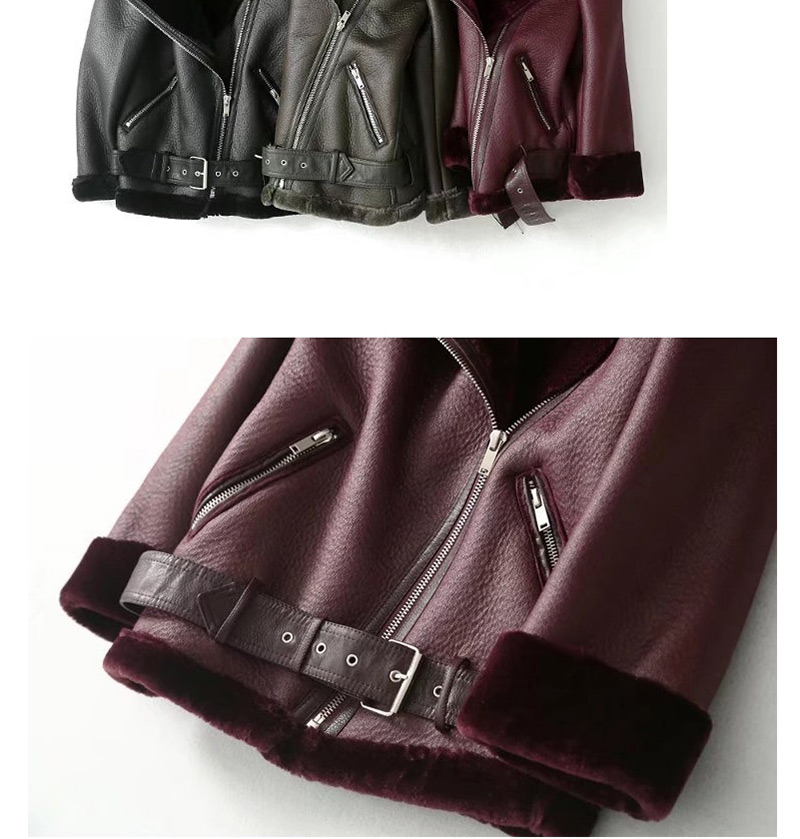 Trendy Black Belt Decorated Pure Color Jacket,Coat-Jacket