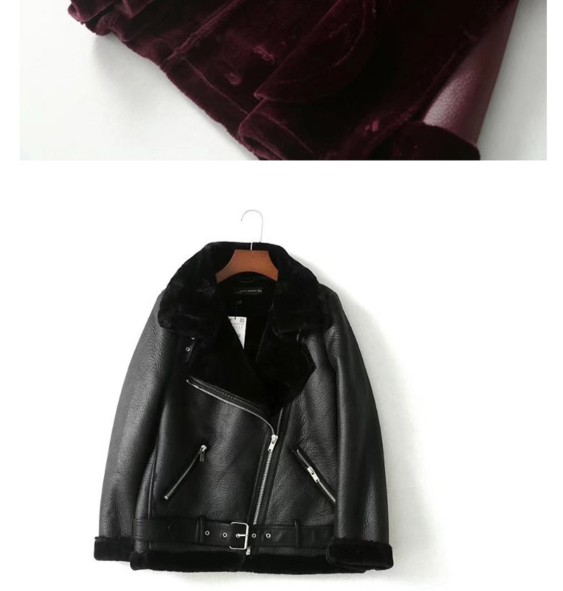 Trendy Black Belt Decorated Pure Color Jacket,Coat-Jacket