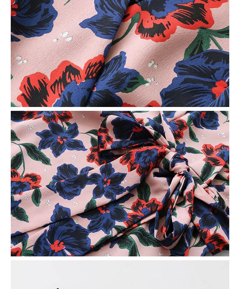 Trendy Multi-color Flower Pattern Decorated V Neckline Long Dress,Long Dress