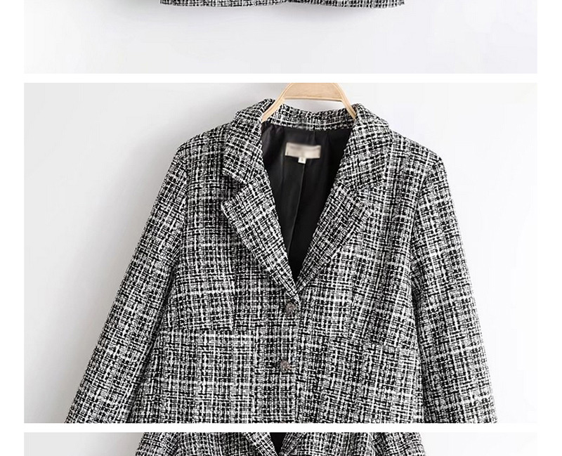 Trendy Gray Grid Pattern Decorated Long Sleeves Coat,Coat-Jacket