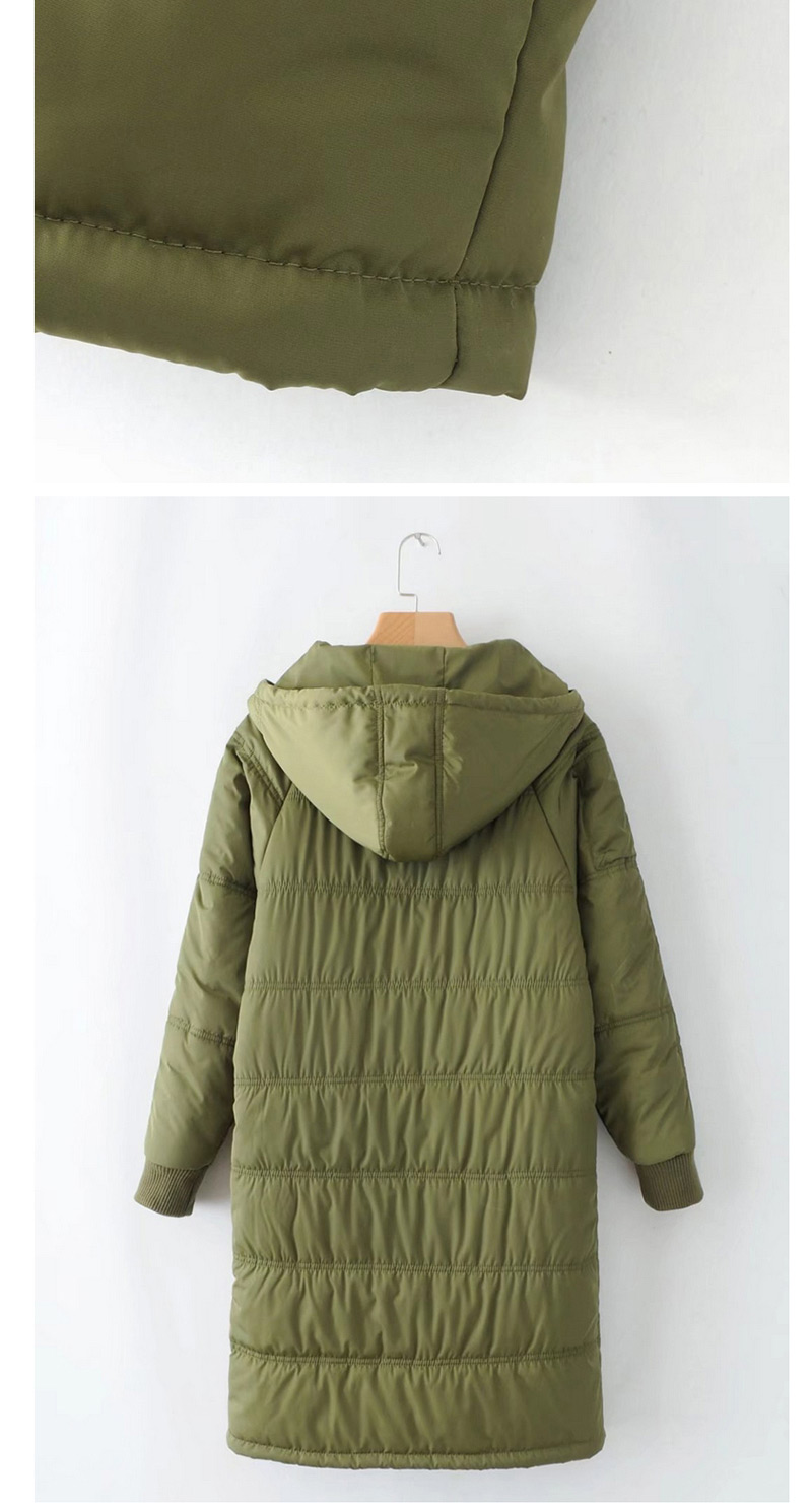 Trendy Olive Circular Ring Decorated Pure Color Cotton-padded Clothes,Coat-Jacket