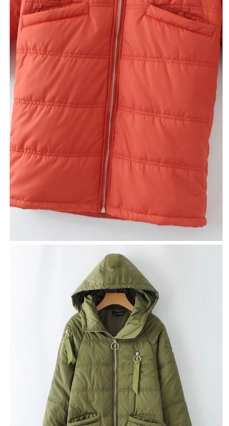 Trendy Orange Circular Ring Decorated Pure Color Cotton-padded Clothes,Coat-Jacket