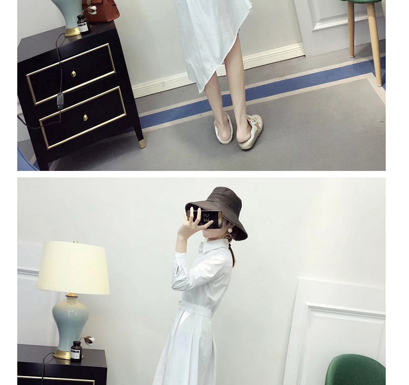 Trendy White Pure Color Decorated Asymmetric Long Dress,Long Dress