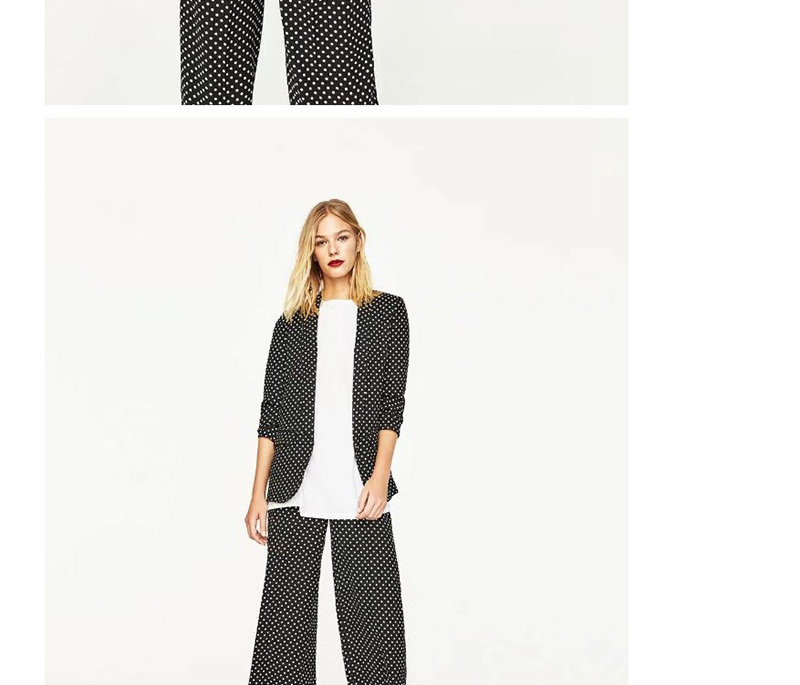 Trendy Black Dots Pattern Decorated Long Sleeves Coat,Coat-Jacket
