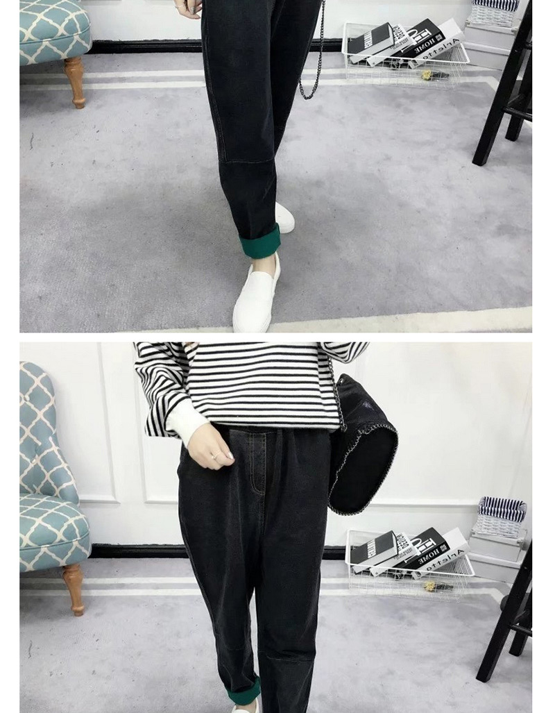 Trendy Black Patchwork Design Knitted Haren Pants,Pants