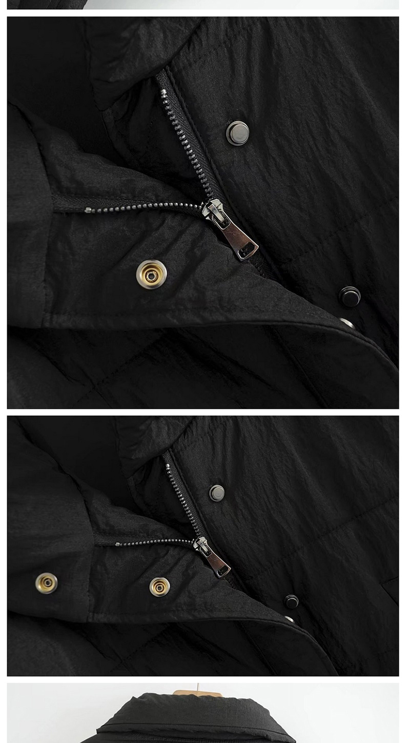 Trendy Black Ribbon Decorated Short Cotton-padded Clothes,Coat-Jacket