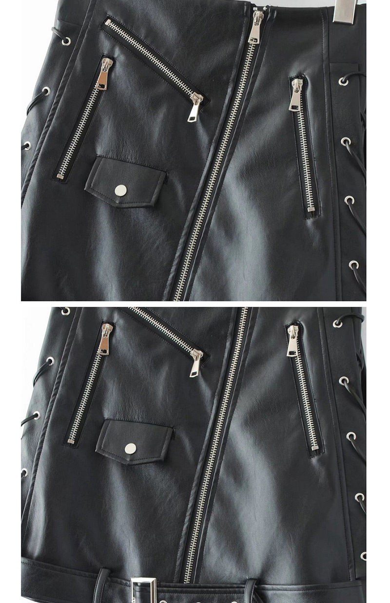 Trendy Black Bandage Design Pure Color Skirt,Skirts