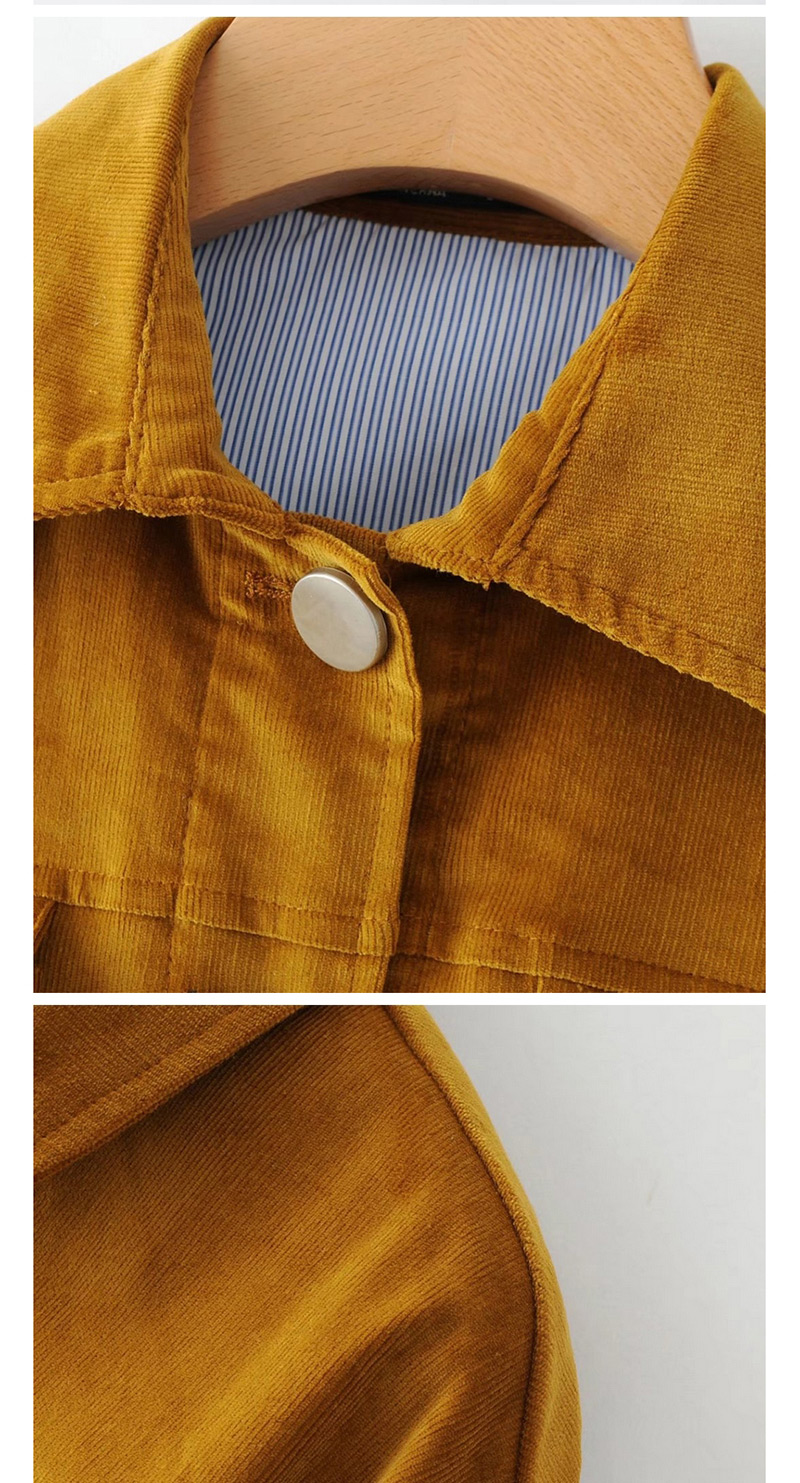 Trendy Yellow Circular Ring Decorated Pure Color Coat,Coat-Jacket