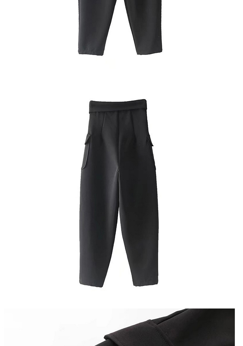 Trendy Black Pure Color Decorated Simple Pants,Pants