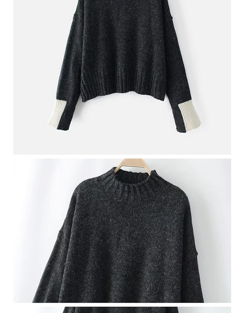 Trendy Black Round Neckline Design Long Sleeves Sweater,Sweater